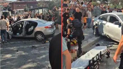 Güngören'de kontrolden çıkan otomobil, kaldırımdaki 2 yayaya çarptı
