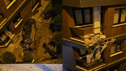 Eyüpsultan'da dehşet kaza : Otomobil binaya çarpıp bahçeye uçtu