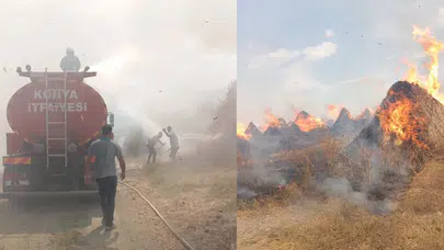 Konya Akşehir'de kamış deposunda yangın