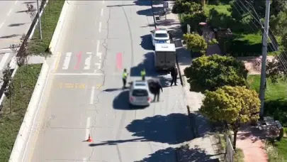 Denetimden kaçmak için şoför değiştirdi: Ehliyetsiz sürücüye drone'a yakalandı!