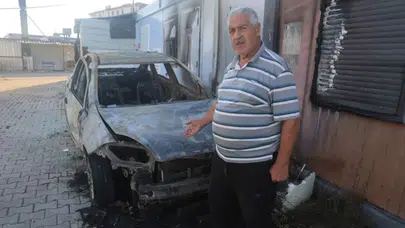 Hatay'da konteyner kentte otomobil yandı
