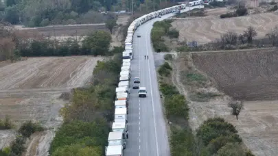 Hamzabeyli Sınır Kapısı'nda TIR Kuyruğu 27 Kilometreye Ulaştı