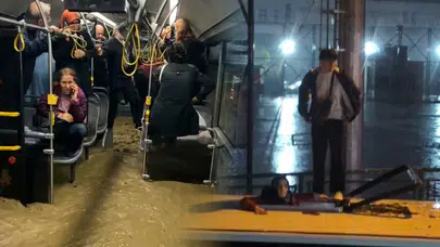 Sarıyer Ayazağa'da Sel Felaketi: Otobüs ve Araçlar Mahsur Kaldı