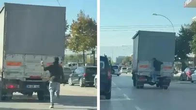 Bursa Özlüce'de tehlikeli yolculuk
