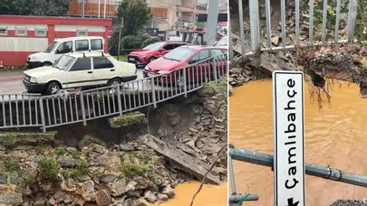 İstanbul Beykoz'da Sağanak Yağış Köprü Duvarını Çökertti
