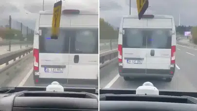 İstanbul Haliç'te Ambulansa Yol Vermeyen Servis Aracına Tepki