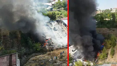 Malatya'da şantiye alanındaki yangın paniğe yol açtı