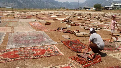 Eskidi diye atılan 200 yıllık halıları tarlaya serdiler : Fiyatını duyan gözlerine inanamıyor!