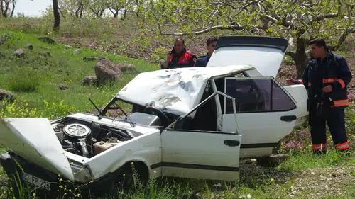 Kilis'te otomobil fıstık tarlasına girdi : 4 yaralı