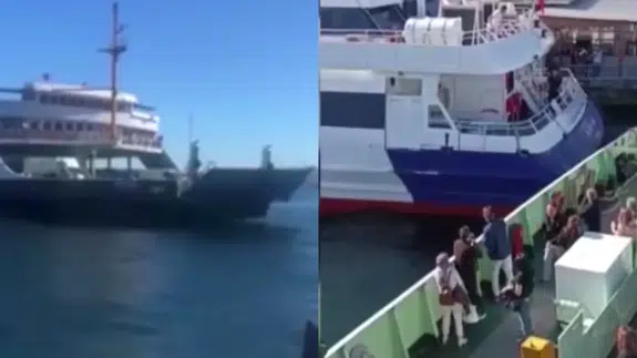 Sirkeci'de feribot vapura ve iskeleye çarptı!