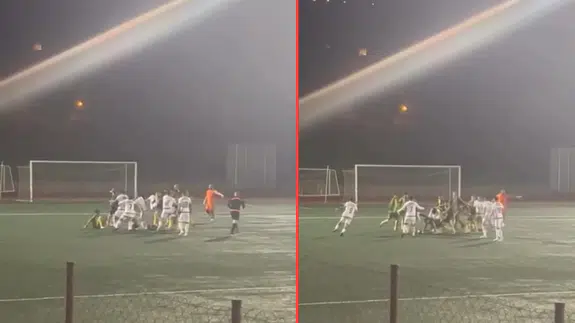 Kocaeli'de amatör maçta futbolcular tekme tokat birbirine girdi: İşte o anlar