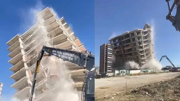 Hatay'da 13 katlı bina yerle bir oldu!