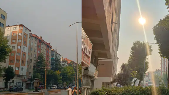 Eskişehir'de gökyüzü turuncuya döndü, havadan kül yağdı!