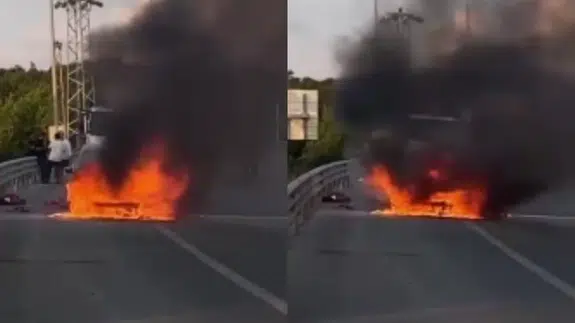 Çekmeköy'de seyir halindeki cip alev alev yandı: İşte o anlar!