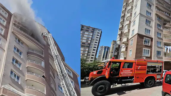 Kayseri Talas’ta 14 katlı binada yangın