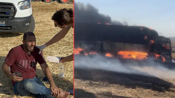 Tekirdağ'da tırı yanan sürücü gözyaşlarına boğuldu