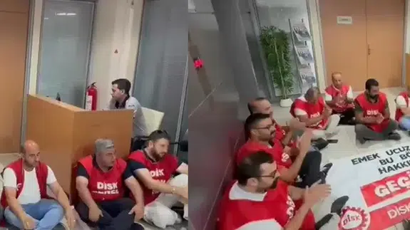 CHP'li Karşıyaka Belediyesi'nde maaşını alamayan işçilerden başkanın makam odası önünde eylem!