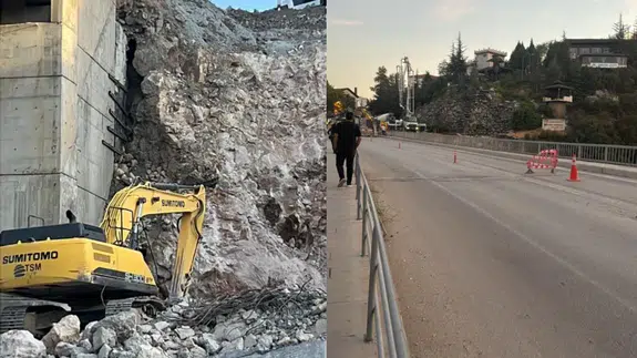 Bilecik Hamsu Köprüsü'nde toprak kayması: Yol trafiğe kapatıldı