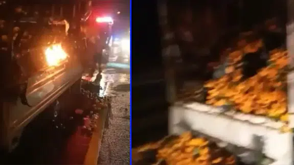 Mandalina yüklü kamyonette çıkan yangın söndürüldü!