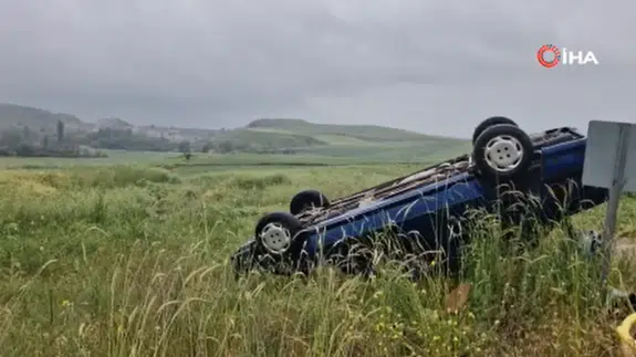 Çorum'da otomobil takla attı, 4 kişi yaralandı