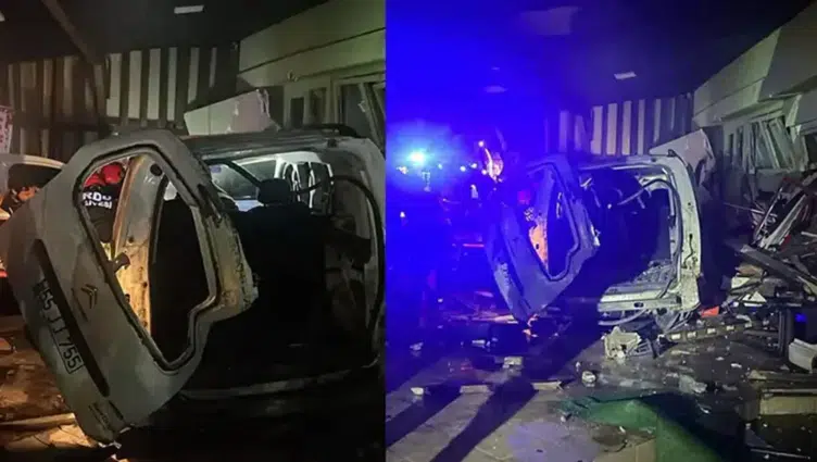 Ordu'da otomobil iş yerine daldı : 1'i ağır 2 yaralı