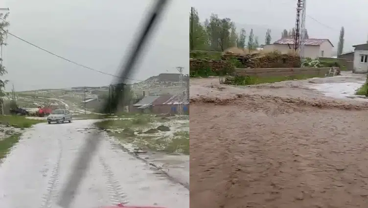 Sivas'ta dolu ve sağanak yağış etkili oldu