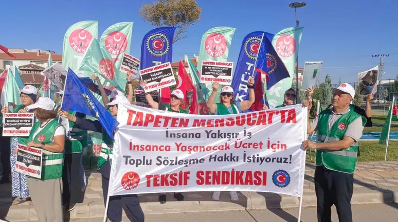 TEKSİF Sendikası üyesi Tapeten Mensucat işçileri grevlerinin 100. gününde!