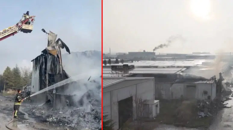 Uşak'ta fabrikada yangın
