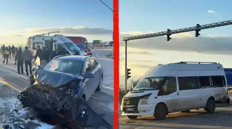 Afyonkarahisar'da öğrenci servisi ile otomobil çarpıştı: 9 yaralı