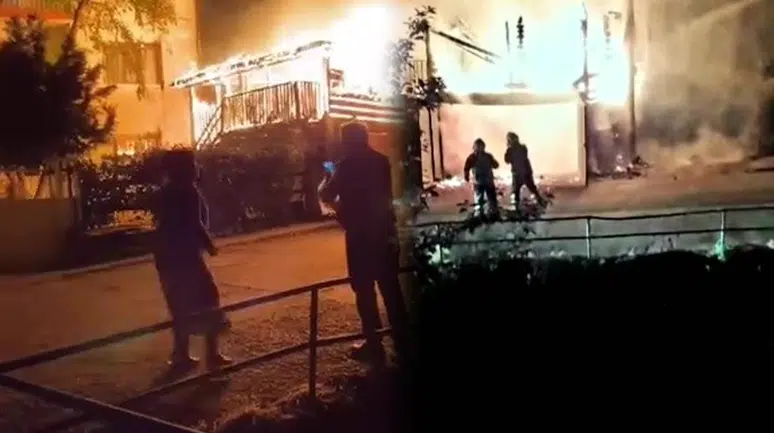 Karabük'te korkutan yangın: Evin önündeki garaj alevlere teslim oldu