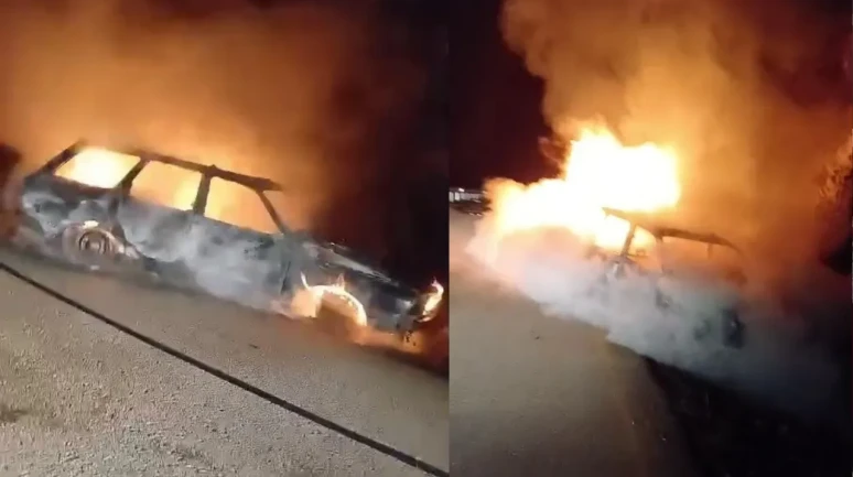 Karabük'te korku dolu anlar: Seyir halindeki otomobil yandı!