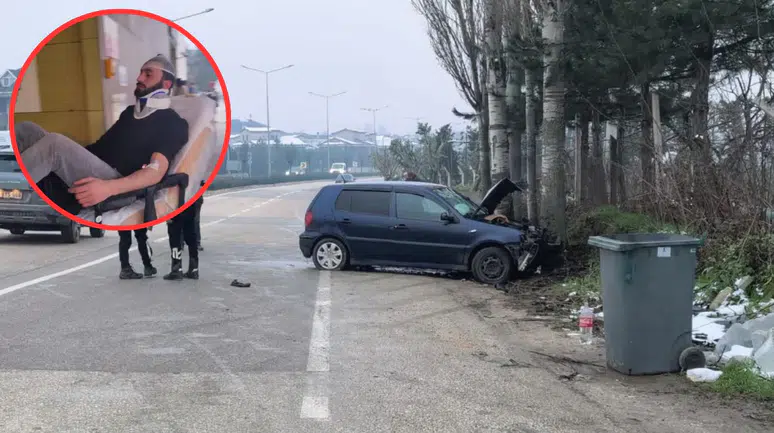 Bursa'da otomobil, ağaca ve kaldırıma çarptı: Yaralılar var