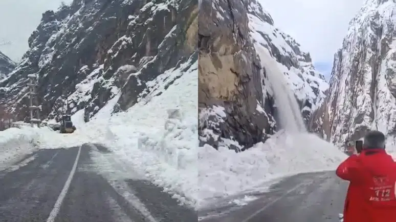 Hakkari-Çukurca karayoluna çığ düştü: Yol ulaşıma kapandı