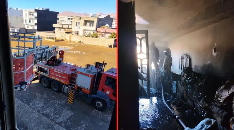 Mardin'de alevlerin arasında mahsur kalan anne ve 3 çocuğu kurtarıldı