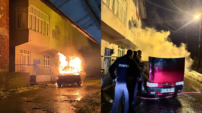 Karabük'te park halindeki otomobil alevlere teslim oldu