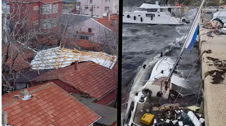 Edirne'de tekneler battı, çatılar uçtu!