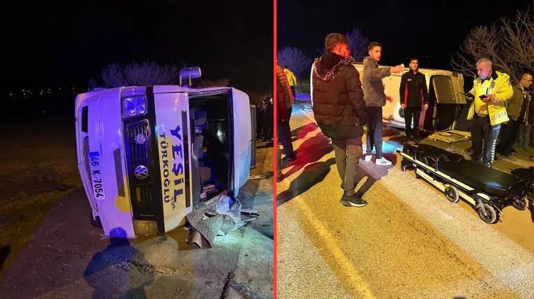 Kahmaramanmaraş'ta minibüs devrildi : Çok sayıda yaralı var