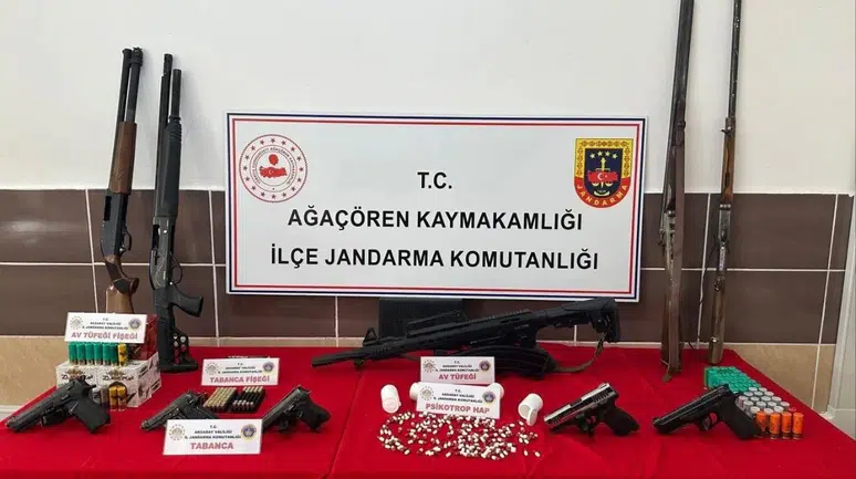 Aksaray'da uyuşturucu ve kaçak silah vurgunu : 7 zanlı gözaltına alındı