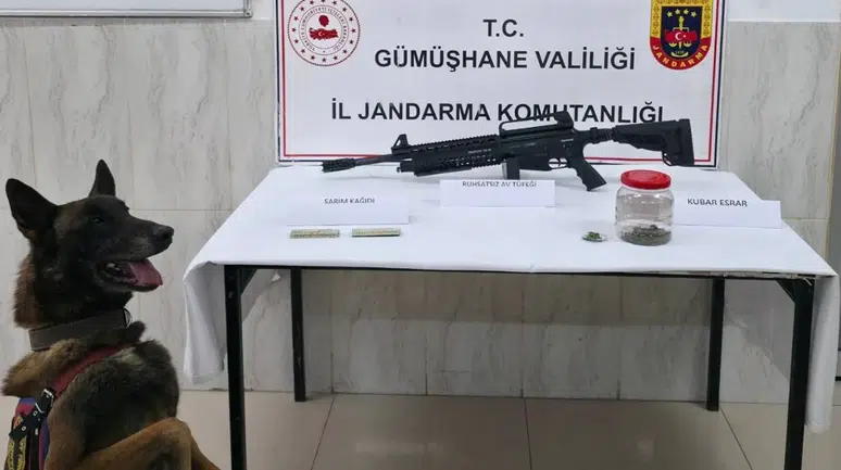 Gümüşhane'de polis ekiplerinden uyuşturucu ve silah operasyonu