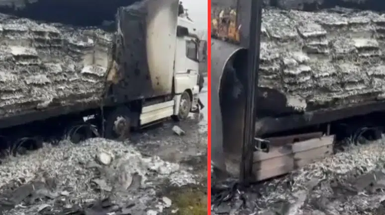 Kırklareli'nde hamsi yüklü tır alev alev yandı : Araç hurdaya döndü