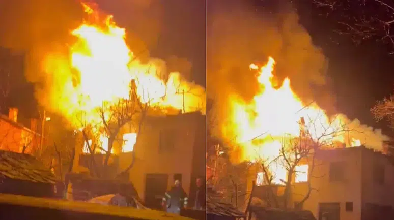 Kastamonu'da yangın : 2 katlı ev alev alev yandı