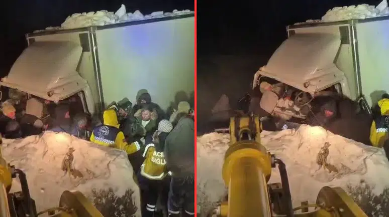 Erzurum Akyazı'da iki kamyon kafa kafaya çarpıştı : Sürücü öldü