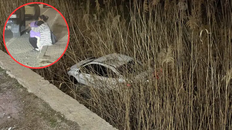 Iğdır'da otomobil sulama kanalına düştü