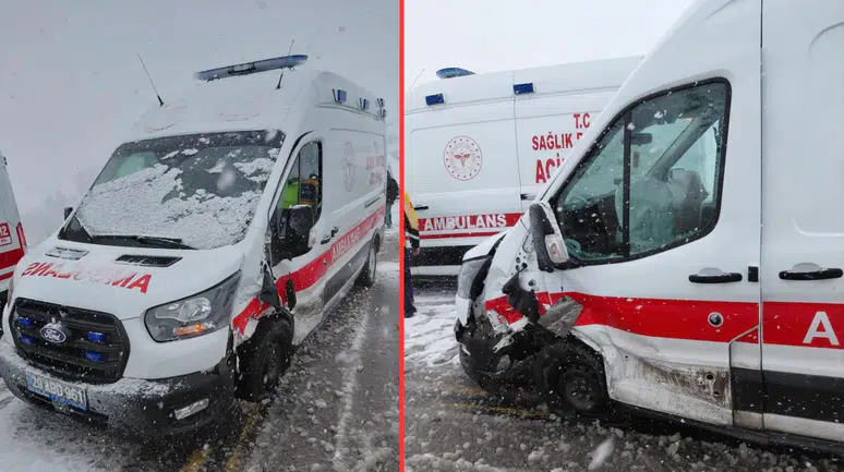Gümüşhane'de otomobil ile ambulans çarpıştı : 3 yaralı