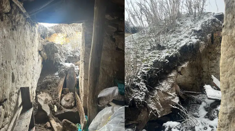 Ardahan Çıldır'da kar etkisi : Ev ve ahır çöktü