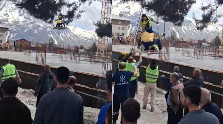 Hakkari'de iş kazası : Kafasına pompa borusu düşen işçi yaralandı