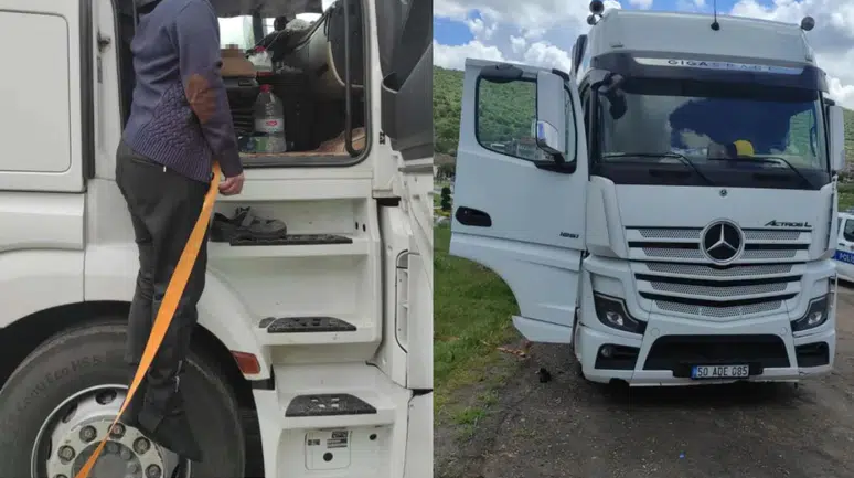 Tır sürücüsü, aracında asılı halde ölü bulundu
