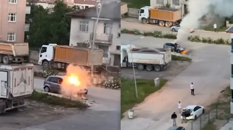 Elazığ'da park halindeki araçta yangın