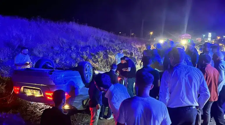 Bingöl'de kontrolden çıkan otomobil takla attı : Sürücü yaralandı