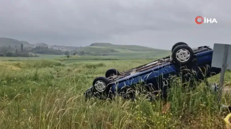 Çorum'da otomobil takla attı, 4 kişi yaralandı